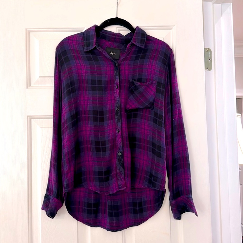 Rails Hunter Button Down Plaid Shirt in purple and black
Gently worn size S